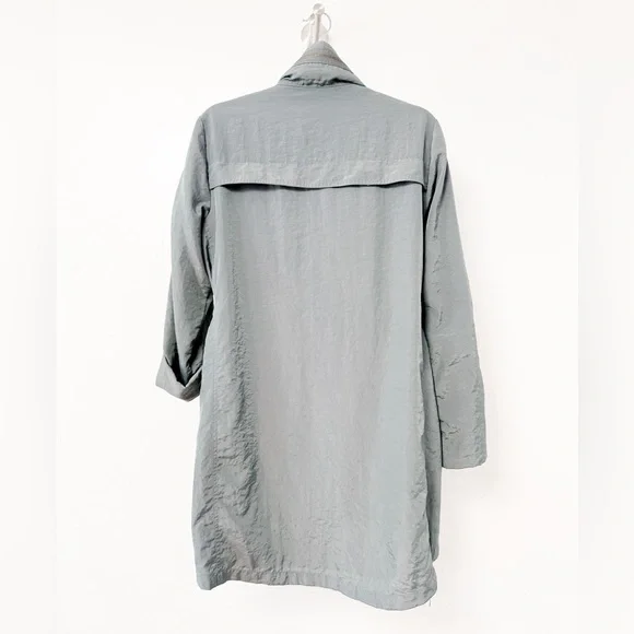 Ciao Milano Tess Water‎ Resistant Anorak Rain Jacket w/ Optional Hood Gray Blue